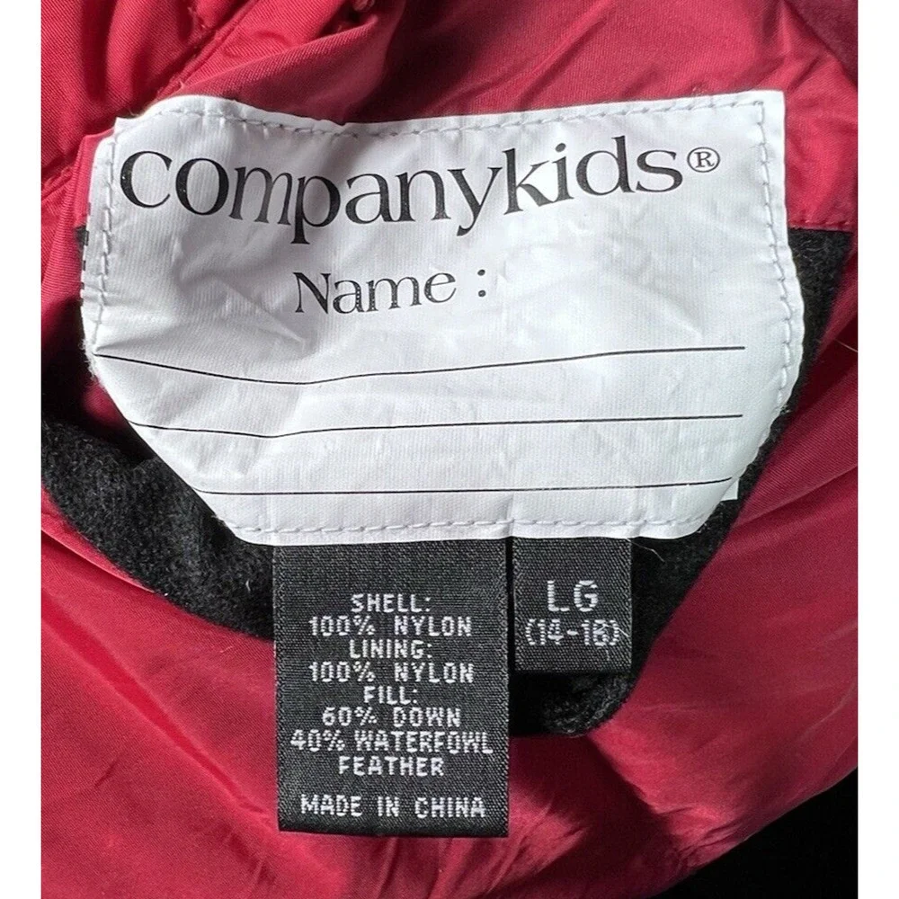 Companykids Reversible Down Filled Jacket Coat Red Black Size 14-16 Large